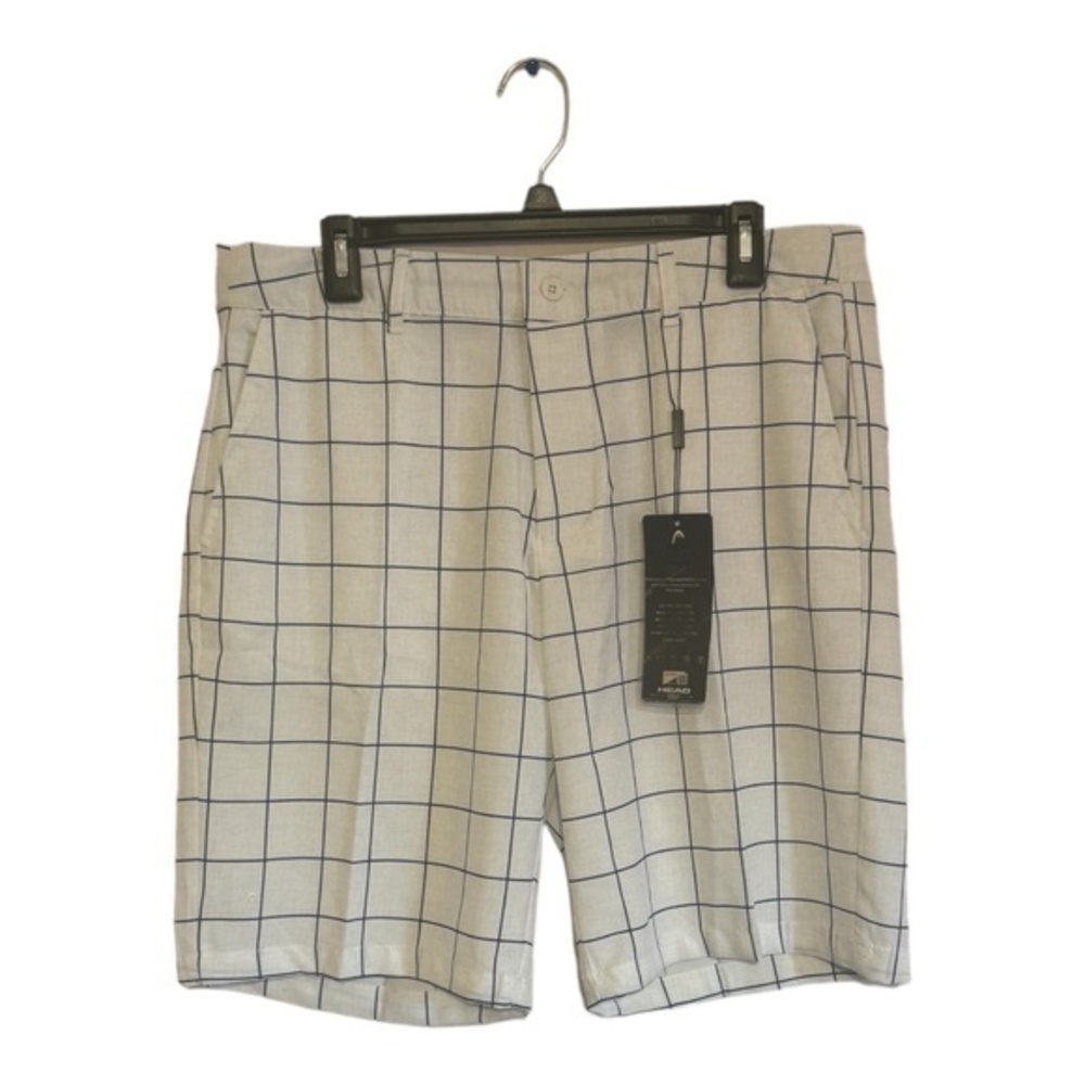 Head Mens NWT Golf Brise Shorts White and Blue Plaid Size 34